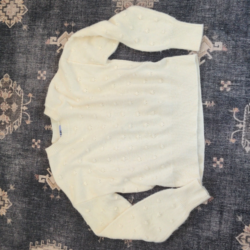 Textured cream dot sweater
